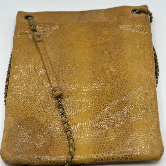 Hobo International Gold Yellow Leather Snakeskin Purse Crossbody Shoulder Strap - Picture 12 of 13